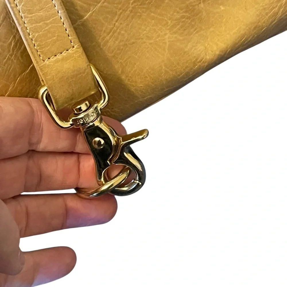 Botkier Metallic Leather Trigger Satchel Handbag Tote Gold Hardware